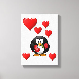 Stretchierte Canvas Print Valentine's Pinguin Leinwanddruck