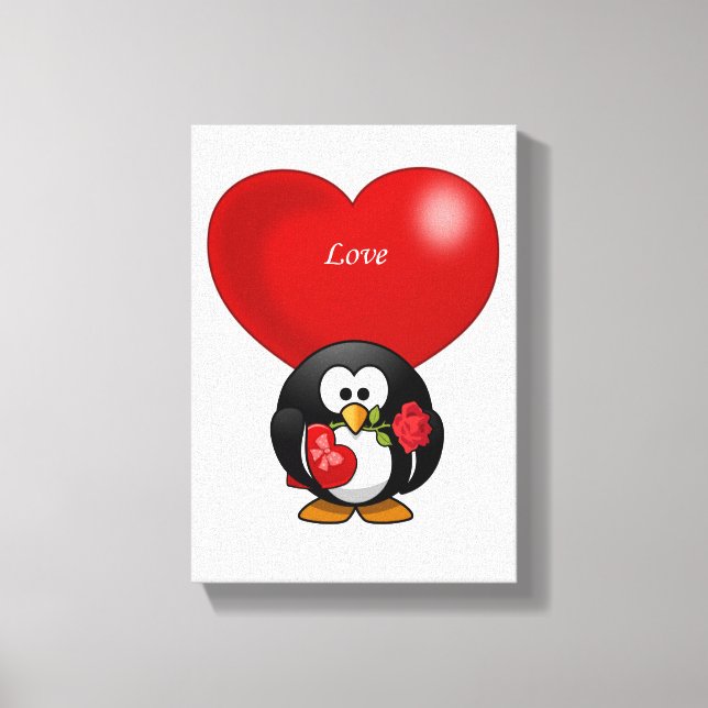 Stretchierte Canvas Print Valentine's Pinguin Leinwanddruck (Vorderseite)