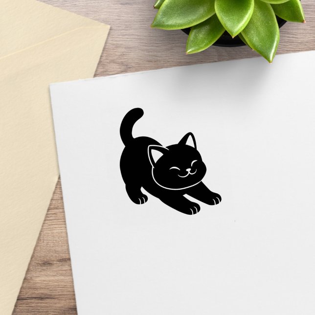 Stretching Black Cat 1x1 Gummistempel (Von Creator hochgeladen)