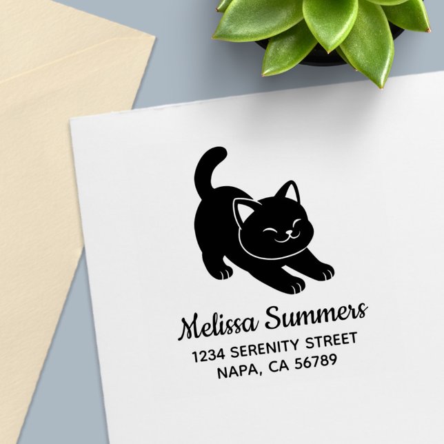 Stretching Black Cat Adresse Permastempel (Von Creator hochgeladen)