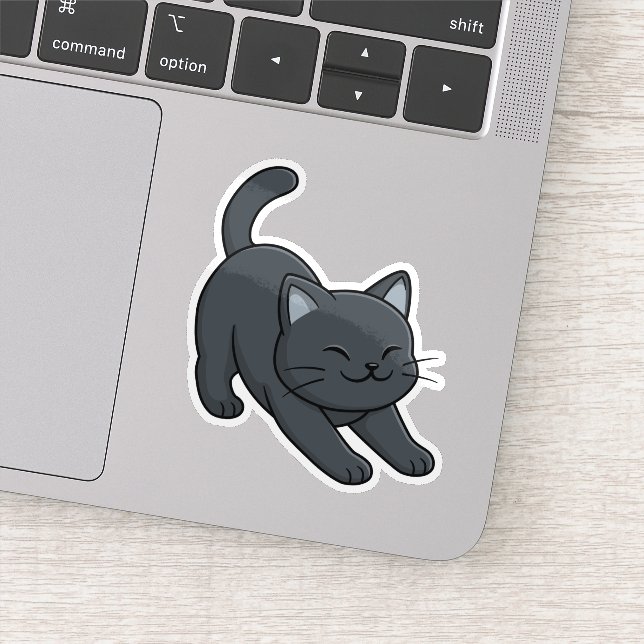 Stretching Black Cat Aufkleber (Detail)