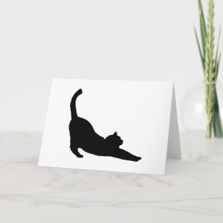 Stretching Black Cat Silhouette Karte