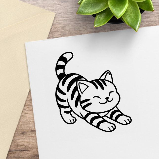 Stretching Tabby Cat Gummistempel (Von Creator hochgeladen)