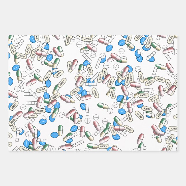 Streumuster für Pillen Geschenkpapier Set (Vorderseite)