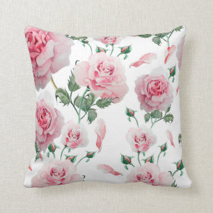 Streuungs-rosa Rosen-Muster Kissen