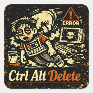 Strg Alt Entfernen – Neustart Leben Tech Humor Quadratischer Aufkleber