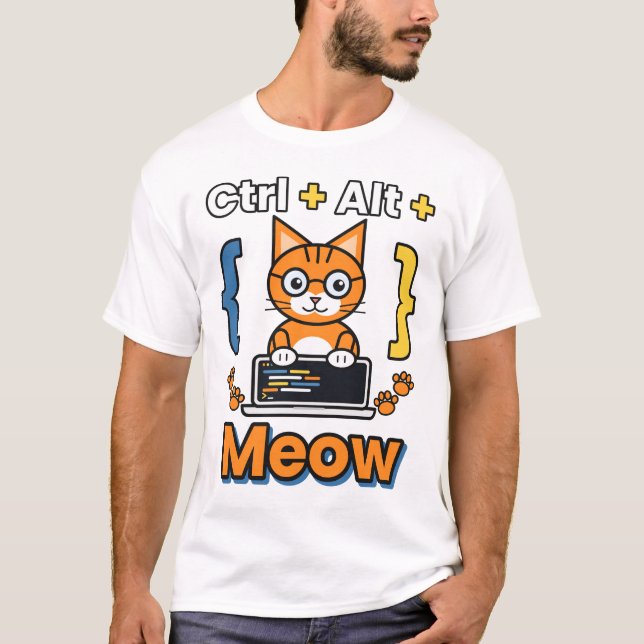 Strg Alt Mia Programmieren Katze Coding T-Shirt (Vorderseite)