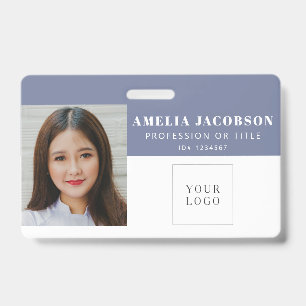 Strichcode des Lila White Employee Foto-ID-Logos Ausweis