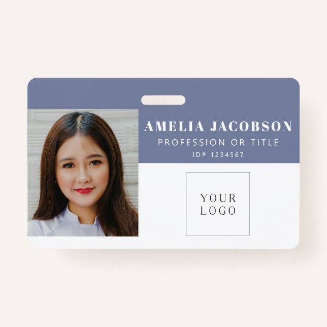 Strichcode des Lila White Employee Foto-ID-Logos Ausweis (Vorderseite)
