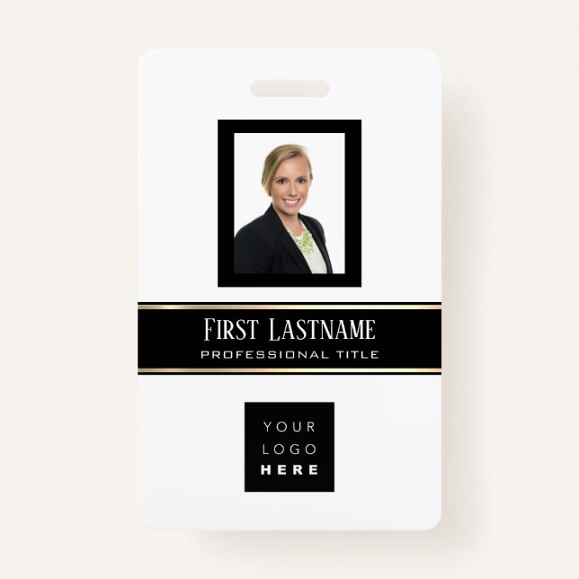Strichcode Foto Name ID Card Vertikal Modern Ausweis (Vorderseite)