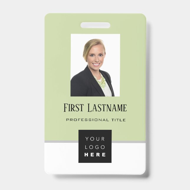 Strichcode Foto Name ID Card Vertikale Grau Minze Ausweis (Vorderseite)
