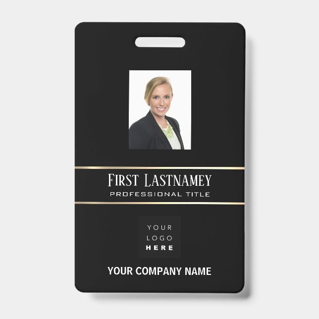 Strichcode Foto Name ID Card Vertikaler Goldrahmen Ausweis (Vorderseite)