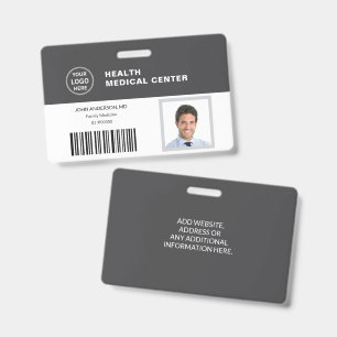 Strichcode-ID Medizin Gesundheitsklinik Arzt Grau Ausweis