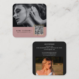 Strichcode QR-Foto mit rosafarbenem Scanner Quadratische Visitenkarte