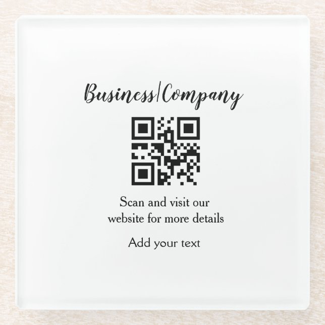 Strichcode QR Name für einfache Unternehmenswebsit Glasuntersetzer (Vorderseite)