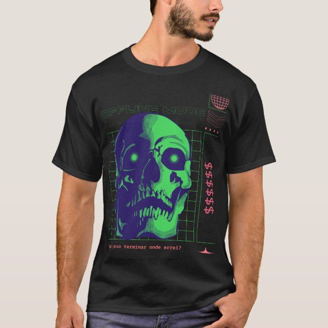 Strichcode-T - Shirt im Offline-Modus - Minimal un (Vorderseite)