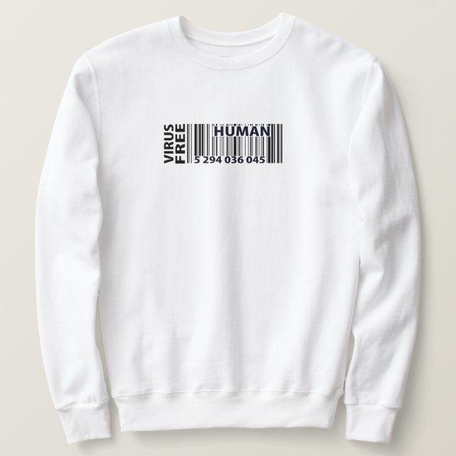 Strichcode Virus Free Human Sweatshirt (Design vorne)
