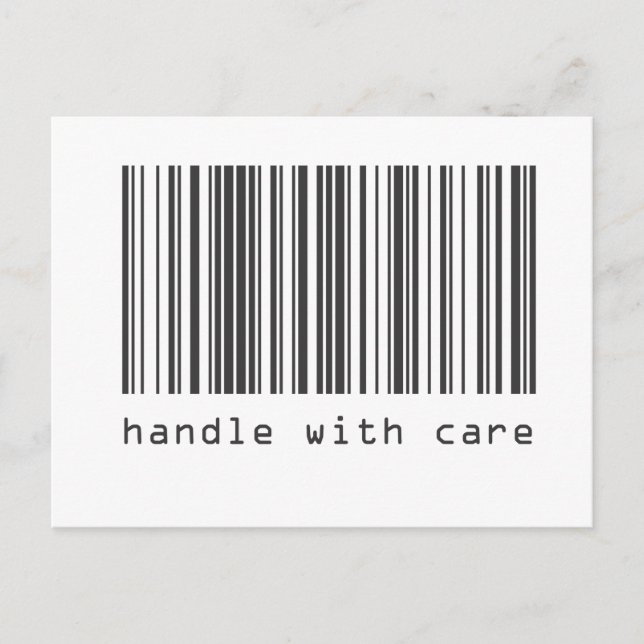 Strichcode - vorsichtig handhaben postkarte (Vorderseite)