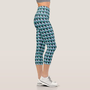 Strichen Sporty Zeitgenössisch Kariert Capri Leggings