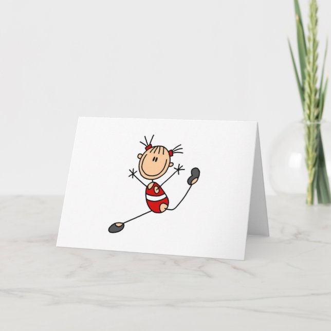 Strichfigur-Mädchen Gymnast Cards Karte (Vorderseite)