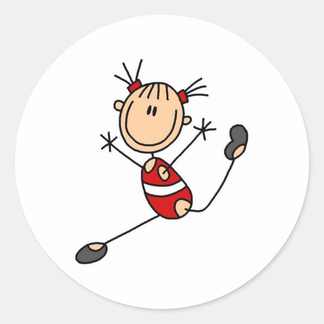 Strichfigur-Mädchen Gymnast Stickers (Vorderseite)