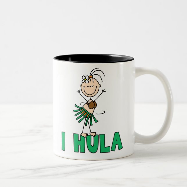 Strichfigur-Mädchen I Hula Zweifarbige Tasse (Rechts)