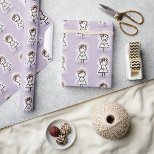 Strichfigur-Mädchen in Sneakers Geschenkpapier