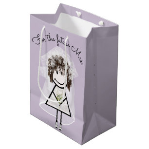 Strichfigur-Mädchen in Spitzenkleidung und Sneaker Mittlere Geschenktüte