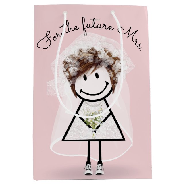 Strichfigur-Mädchen in Spitzenkleidung und Sneaker Mittlere Geschenktüte (Vorderseite)