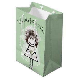 Strichfigur-Mädchen in Spitzenkleidung und Sneaker Mittlere Geschenktüte