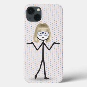 Strichfigur-Mädchen mit Blauer Brille auf Polka Do Case-Mate iPhone Hülle