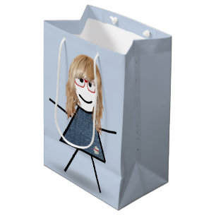 Strichfigur-Mädchen mit Blond Hair Mittlere Geschenktüte