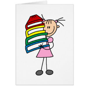 Strichfigur-Mädchen mit Büchern