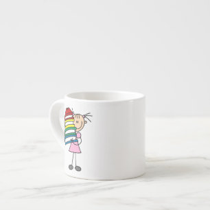 Strichfigur-Mädchen mit Büchern Espressotasse
