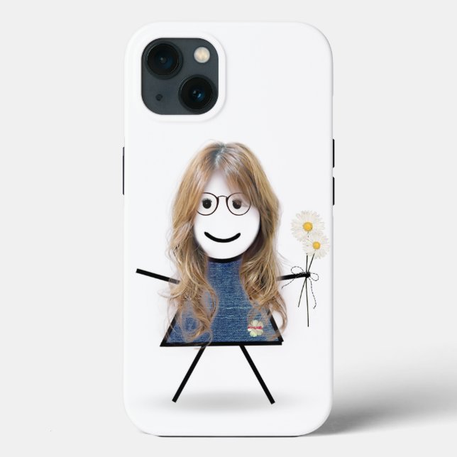 Strichfigur-Mädchen mit Daisies Case-Mate iPhone Hülle (Rückseite)