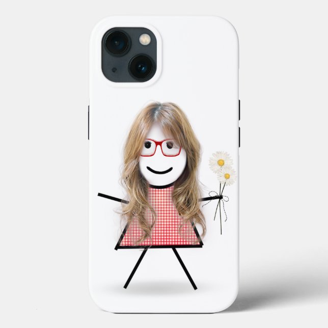 Strichfigur-Mädchen mit Daisies Case-Mate iPhone Hülle (Rückseite)