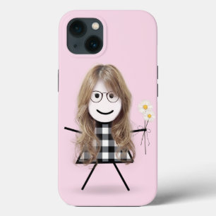 Strichfigur-Mädchen mit Daisies Case-Mate iPhone Hülle