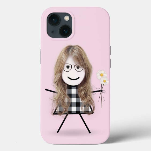 Strichfigur-Mädchen mit Daisies Case-Mate iPhone Hülle (Rückseite)
