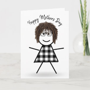 Strichfigur-Mädchen mit dem Haar zum Muttertag Karte