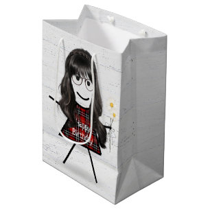 Strichfigur-Mädchen mit Hair und Daisis Mittlere Geschenktüte