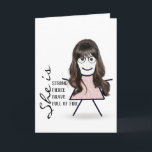 Strichfigur-Mädchen mit langem Haar für Sister Karte<br><div class="desc">Niedliches Stickermädchen mit langen Haaren,  Brillen und Blumenkleid auf weißem Hintergrund zum Geburtstag der Schwester.</div>