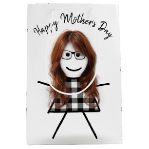 Strichfigur-Mädchen mit Muttertag der Haare Mittlere Geschenktüte