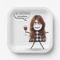 Strichfigur-Mädchen mit Red Wine Party Spaß