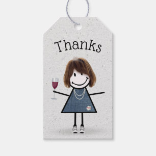 Strichfigur-Mädchen mit Wein und Sneakers Geschenkanhänger