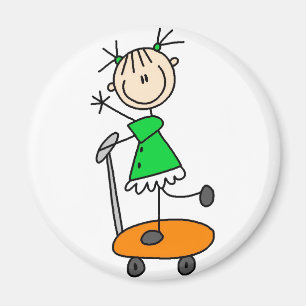 Strichfigur-Mädchen-Skaten-Magnet Magnet