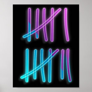 Strichliste 67 Meme Farbige Zählung 6 7 Brainrot Poster