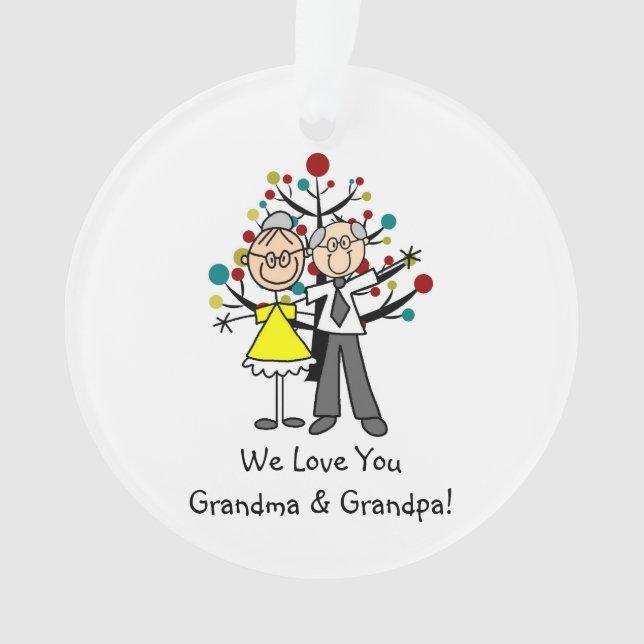 Strichmännchen Ältere Paare Akronylic Ornament (Vorderseite)