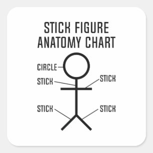 Strichmännchen-Anatomie-Diagramm Quadratischer Aufkleber