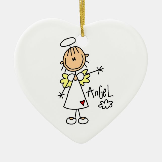 Strichmännchen Angel T - Shirt und Geschenke Keramikornament (Vorne)
