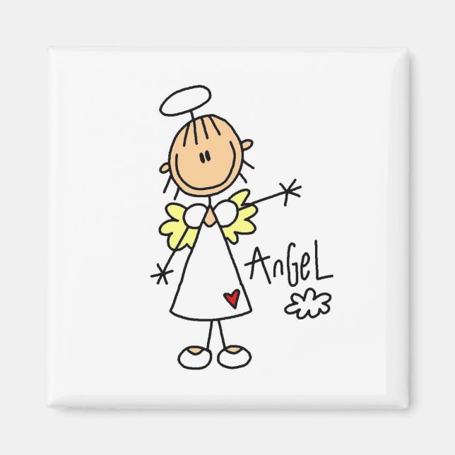 Strichmännchen Angel T - Shirt und Geschenke Magnet (Vorne)